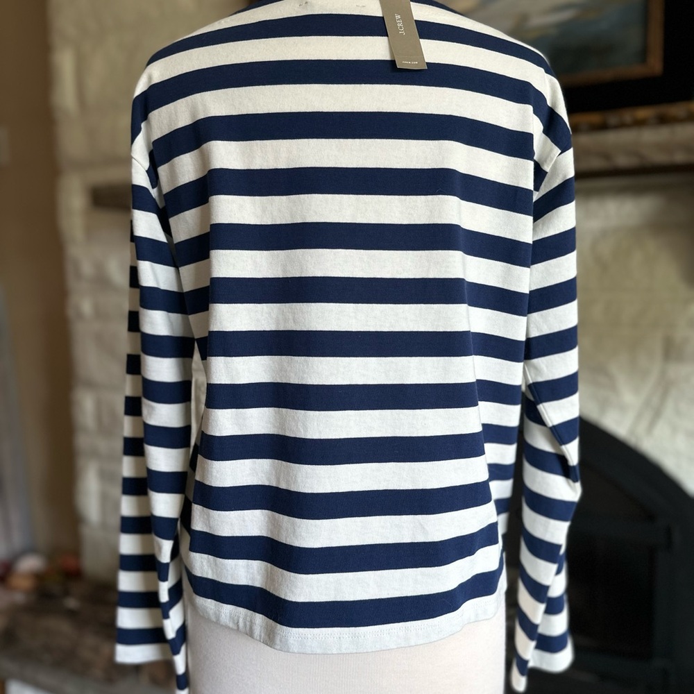 Classic Navy and White Striped Long Sleeve Top - Picture 2 of 4